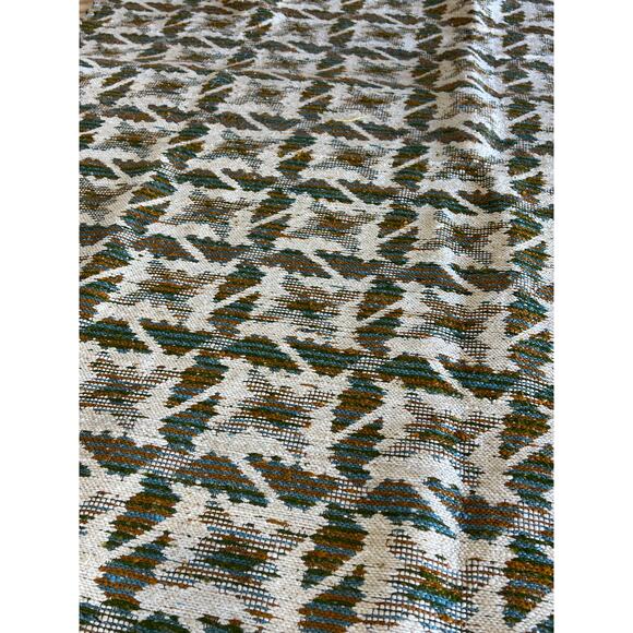Vtg Tapestry Upholstery Fabric 66x55 Tribal Woven Jacquard Turquoise Brown Cream - Picture 5 of 10